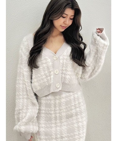 シャギーCHECK PATTERN MIXニットトップス【SETUP着用可】