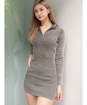 ブリーチハーフZIP long sleeveニットワンピース