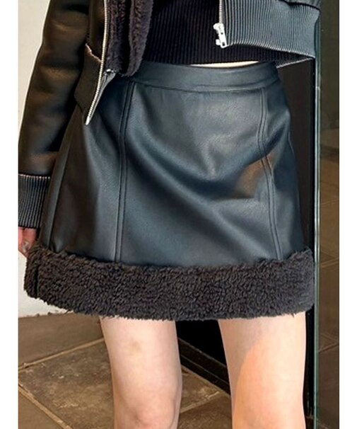 フェイクレザーボアスカートライクショートパンツ【SETUP着用可】