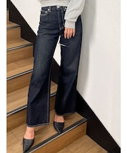 ハイウエストSymmetryGYDA INNER RIPPEDワイドデニムパンツ