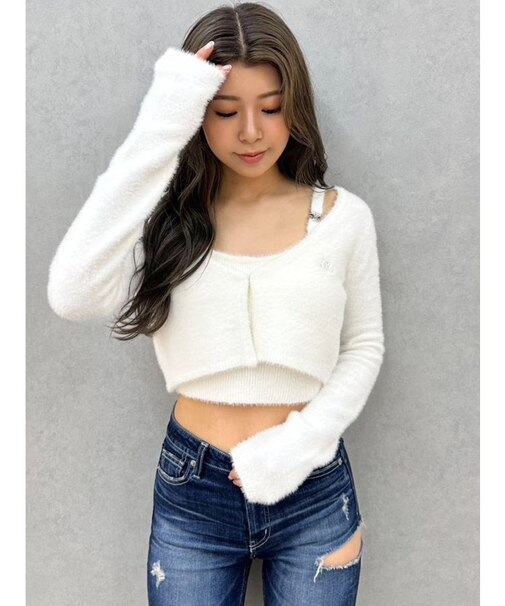 Symmetry GYDA embroideryシャギーニットカーディガン【SETUP着用可】