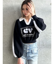 round GY BICOLOR POLOニットトップス