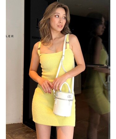 Symmetry GYDAチャーム付きシャギーニットキャミワンピース【SETUP着用可】