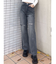 ハイウエストKNEEダメージbijouワイドデニムパンツ