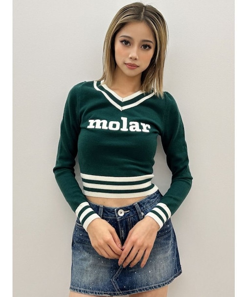 molar Vネックニットトップス