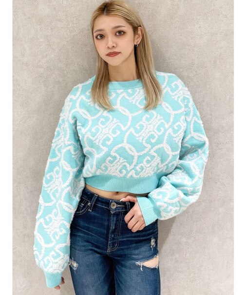 Symmetry GYDAチェーンロゴラメニットトップス