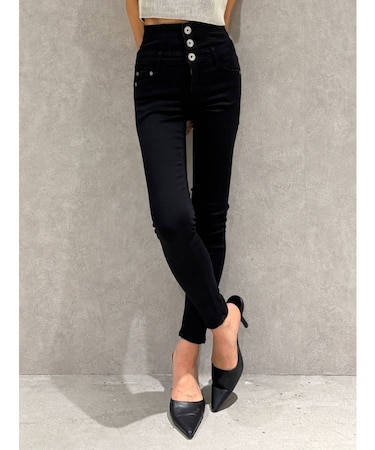 【TINY】ハイウエストウエストクロススキニーデニムパンツ