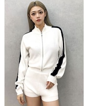 ラインスリーブニットロンパース