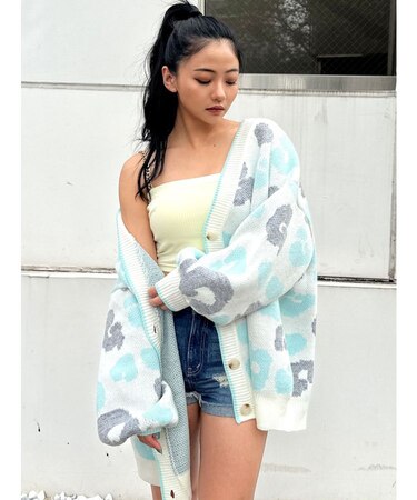 ラメGレオパードニットカーディガン