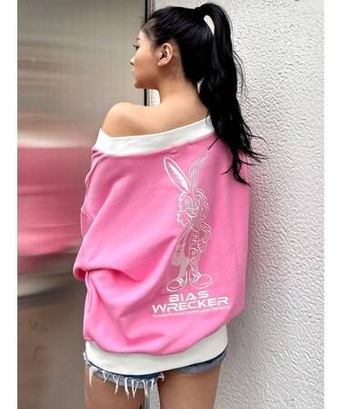 BICOLOR POSH BUNNY Vネックスウェットトップス