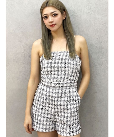 ラメツイードショートロンパース