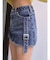 ハイウエストBELTデザインデニムスカートライクショートパンツ