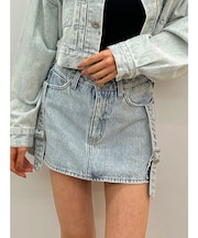 ハイウエストBELTデザインデニムスカートライクショートパンツ