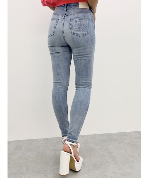 ハイウエストGD embossダメージスキニーデニムパンツ