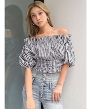 2WAYギャザーオフショルコルセットブラウス