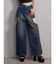 ハイウエストサイドオープンデニムワイドパンツ