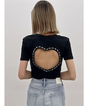 BACK OPEN bijou heartトップス