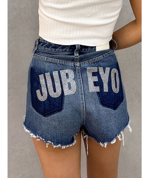ハイウエストJUBEYO bijouデニムショートパンツ