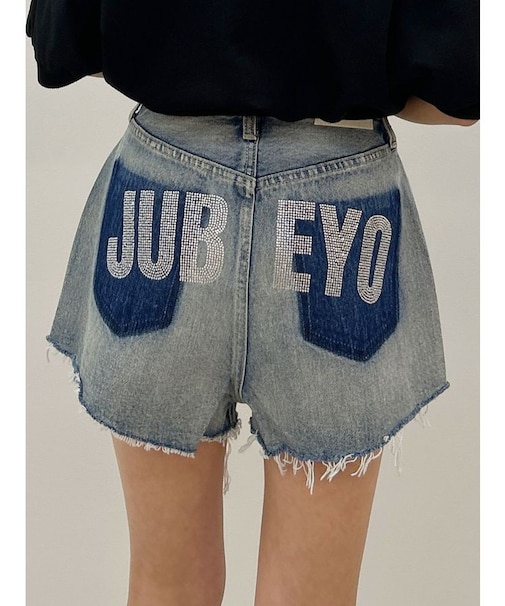 ハイウエストJUBEYO bijouデニムショートパンツ