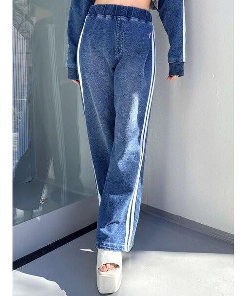 GD SIDE 2ラインカットデニムワイドパンツ【SETUP着用可】