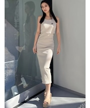 GDウエストOPEN SIDEラインノースリテレコロングワンピース