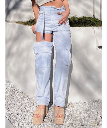 SIDE CUTデザインカーゴカラーワイドパンツ