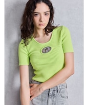 GD bijou MOLDハーフスリーブニットトップス