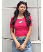 GD bijou MOLDハーフスリーブニットトップス