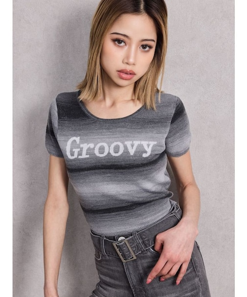 Groovy グラデーションニットトップス