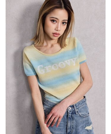 Groovy グラデーションニットトップス
