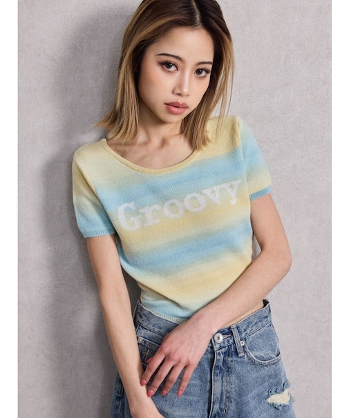 Groovy グラデーションニットトップス