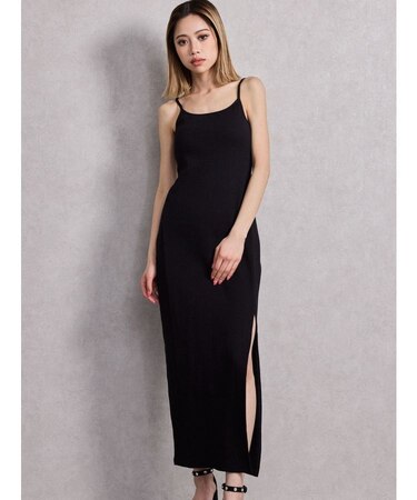 SIDE スリットテレコキャミロングワンピース