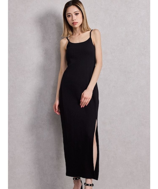 SIDE スリットテレコキャミロングワンピース