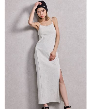 SIDE スリットテレコキャミロングワンピース