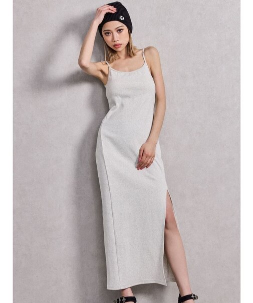 SIDE スリットテレコキャミロングワンピース