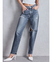 ハイウエストVintage Edge ダメージストレートデニムパンツ