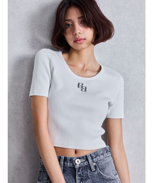 GGプレートハーフスリーブニットトップス｜ジェイダの通販｜&mall