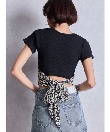 レオパードバックリボントップス