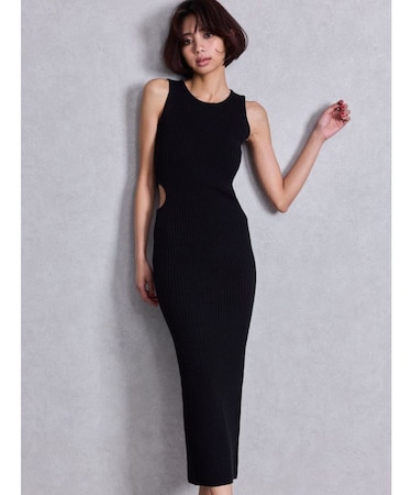 SIDE OPENロングニットワンピース