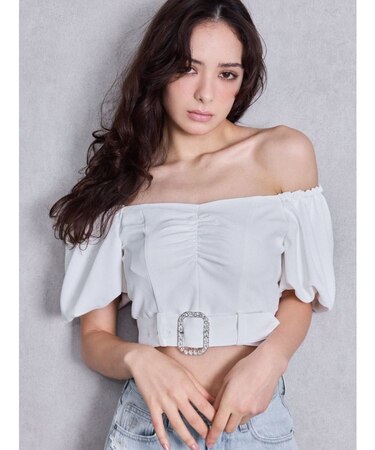 bijou バックルブラウス