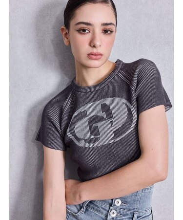 GD two color schemeハーフスリーブニットトップス