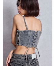 BACKレースUP Corsetデニムビスチェ