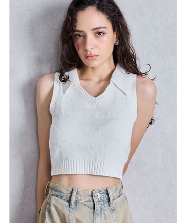 GYDAjacquardブリーチニットトップス