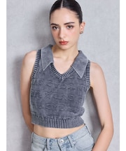 GYDAjacquardブリーチニットトップス