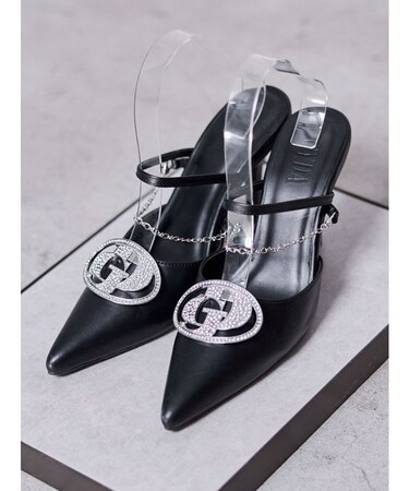 3way GDビジューMOLDチェーンストラップポインテッドミュール