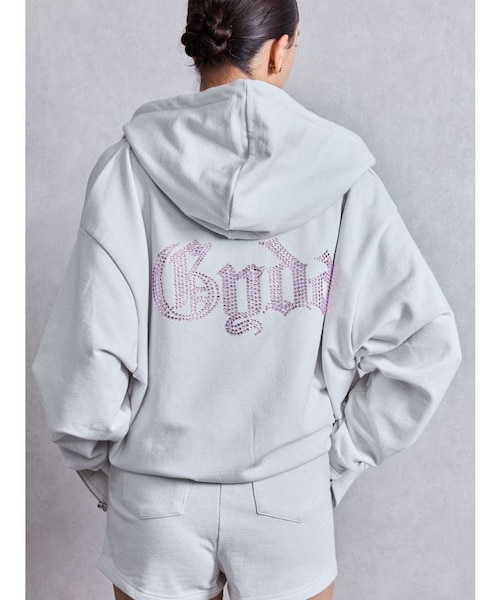 GYDA】BACK GYDAラインストーンラメパーカー/ショートパンツ 【SETUP