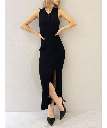 【TINY】フーディーLONG ニットワンピース