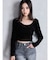 VELOUR RIB BACK CROSS TOPS