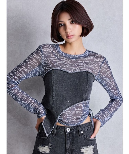 GYDAデニムシアードッキングトップス