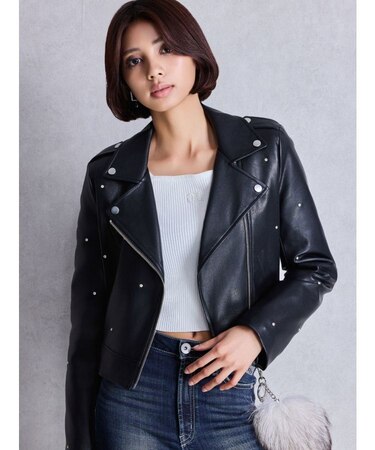 bijou フェイクレザーライダースジャケット